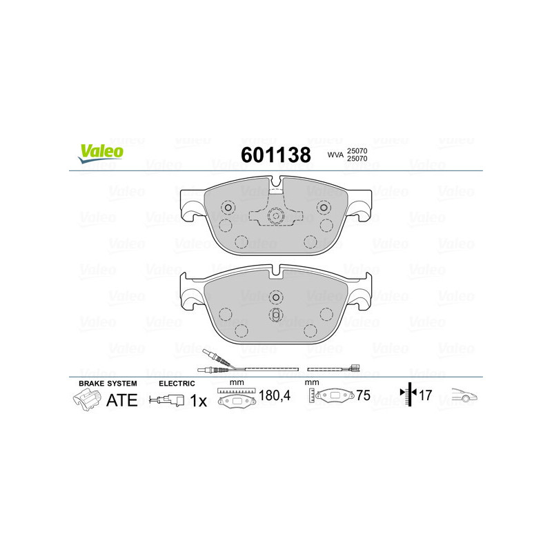 VALEO 601138 Pastillas de freno Delantero para