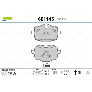 VALEO 601145 Pastillas de freno Trasero para