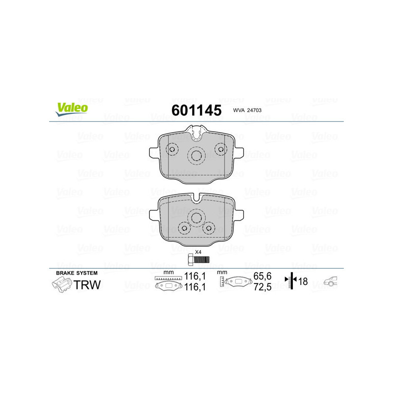 VALEO 601145 Bremsbeläge Hinten für
