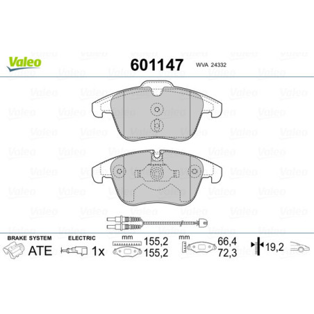 VALEO 601147 Pastiglie freno Anteriore per