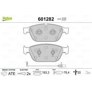 VALEO 601282 Brzdové platničky Predné pre