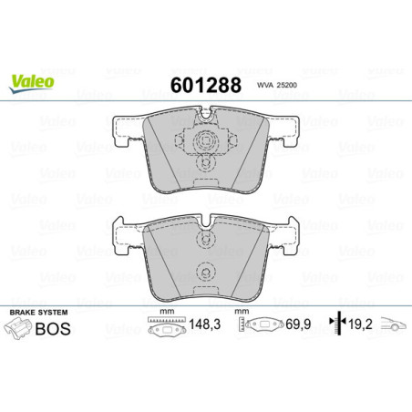 VALEO 601288 Brzdové platničky Predné pre
