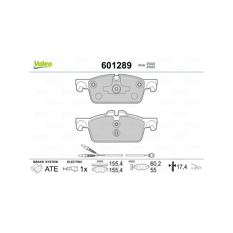 VALEO 601289 Plaquettes de frein Avant pour
