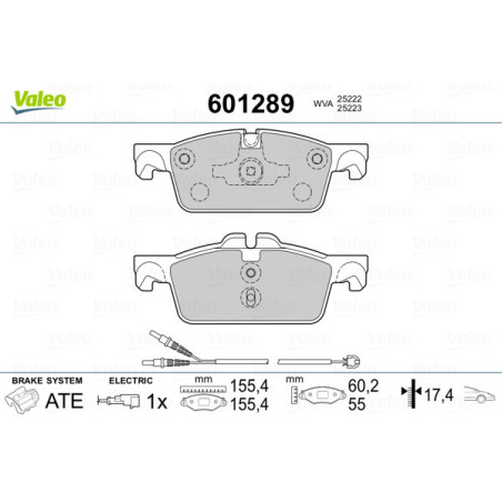 VALEO 601289 Klocki hamulcowe Przód dla