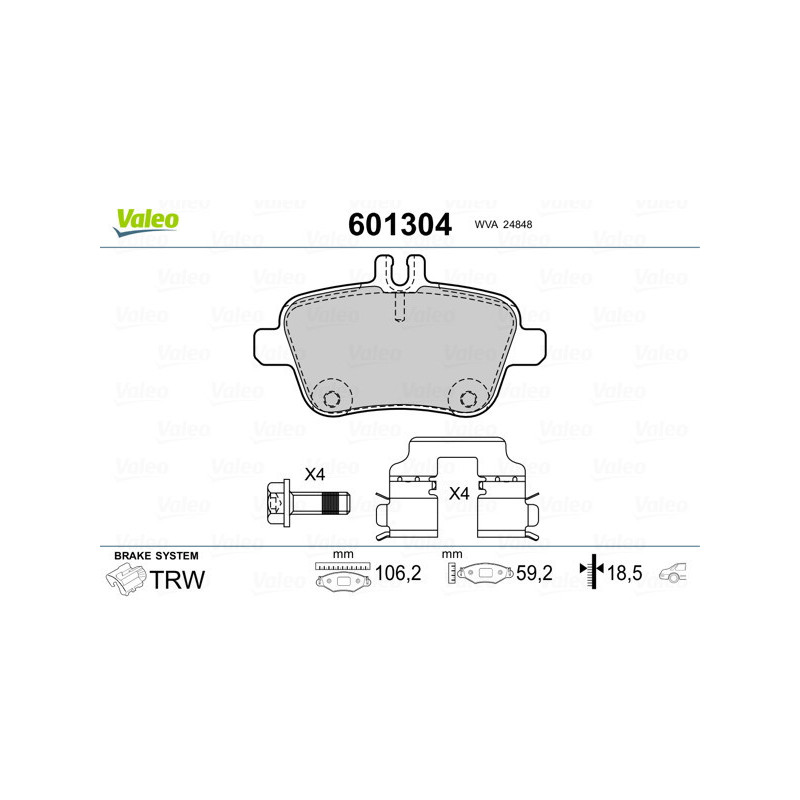 VALEO 601304 Pastillas de freno Trasero para