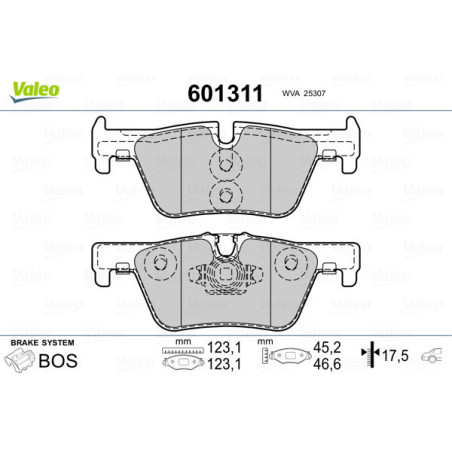 VALEO 601311 Pastillas de freno Trasero para