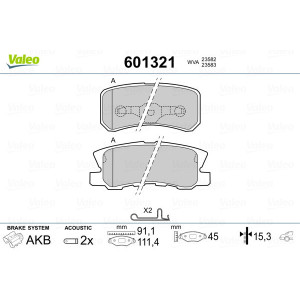 VALEO 601321 Pastiglie freno Posteriore per