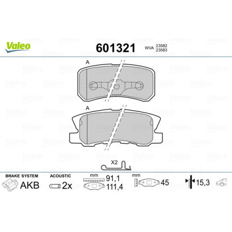 VALEO 601321 Pastillas de freno Trasero para