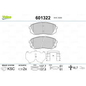 VALEO 601322 Plaquettes de frein Avant pour