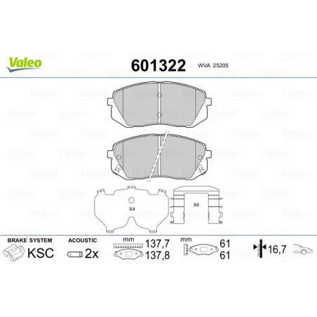 VALEO 601322 Pastillas de freno Delantero para