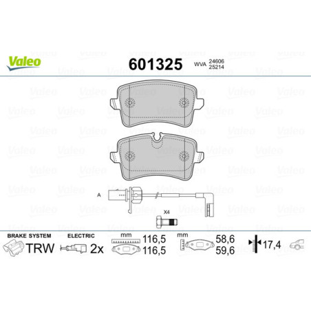 VALEO 601325 Pastillas de freno Trasero para
