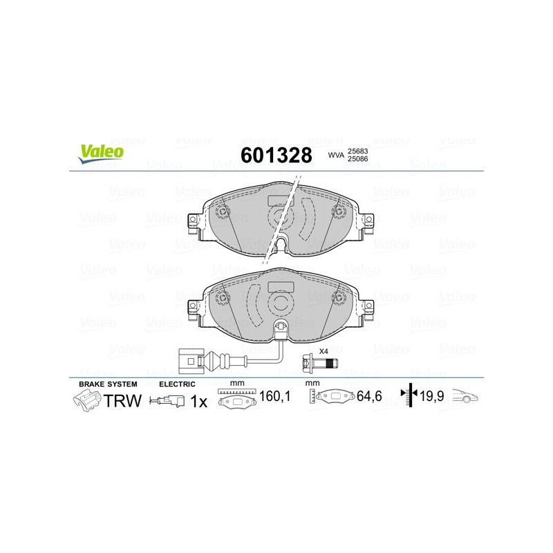 VALEO 601328 Klocki hamulcowe Przód dla