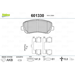 VALEO 601330 Brzdové destičky Přední pro