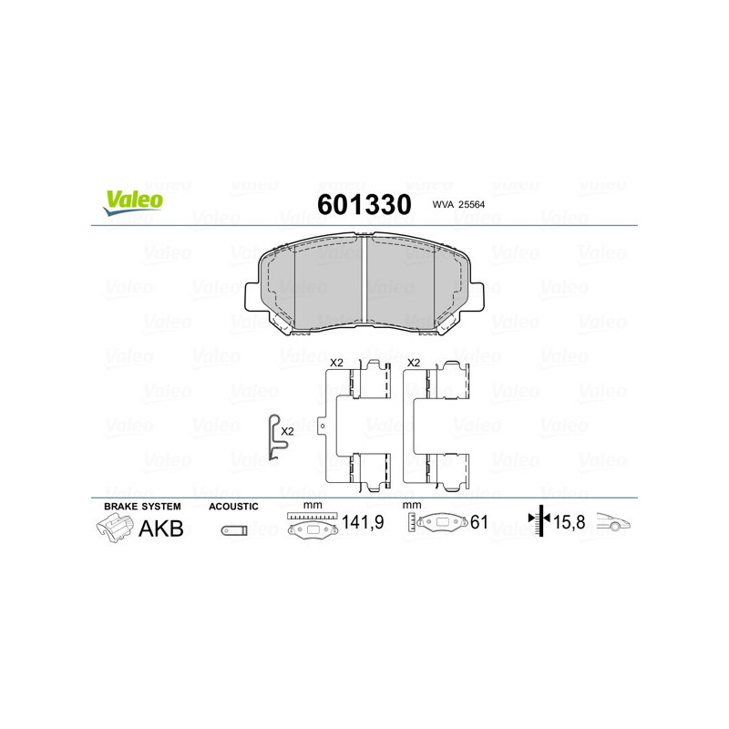 VALEO 601330 Pastillas de freno Delantero para