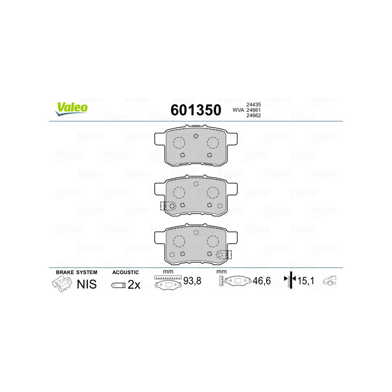 VALEO 601350 Brake Pads Set Rear for
