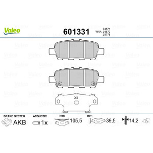 VALEO 601331 Brzdové platničky Zadné pre