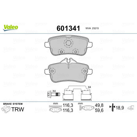 VALEO 601341 Pastiglie freno Posteriore per