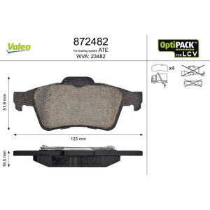 VALEO 872482 Pastillas de freno Trasero para