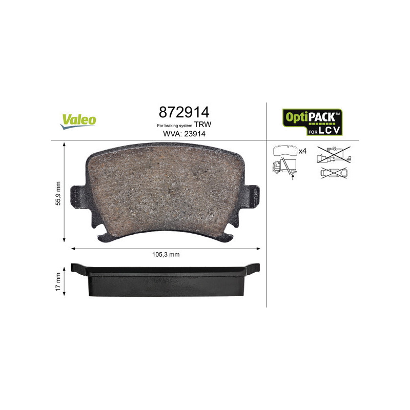 VALEO 872914 Plaquettes de frein Arrière pour