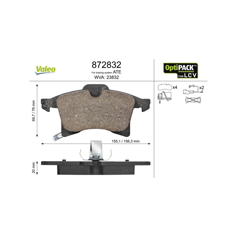 VALEO 872832 Brake Pads Set Front for