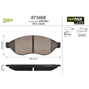 VALEO 873468 Pastillas de freno Delantero para