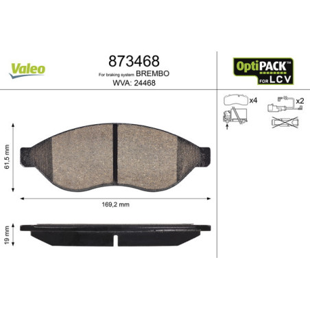 VALEO 873468 Plaquettes de frein Avant pour