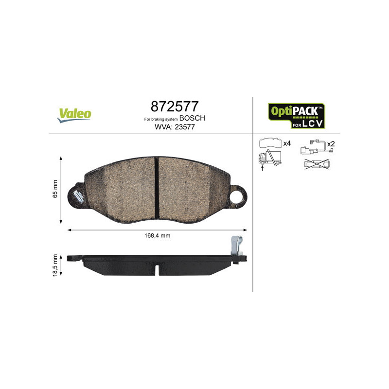 VALEO 872577 Brzdové destičky Přední pro