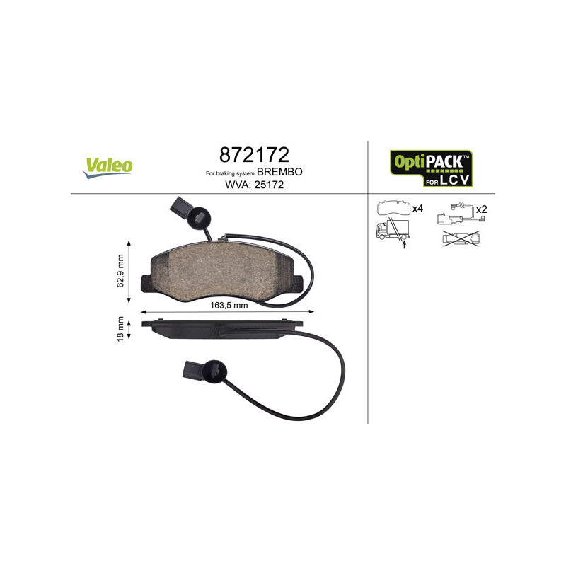 VALEO 872172 Pastiglie freno Posteriore per