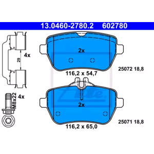ATE 13.0460-2780.2 Pastillas de freno trasero para Mercedes S SL