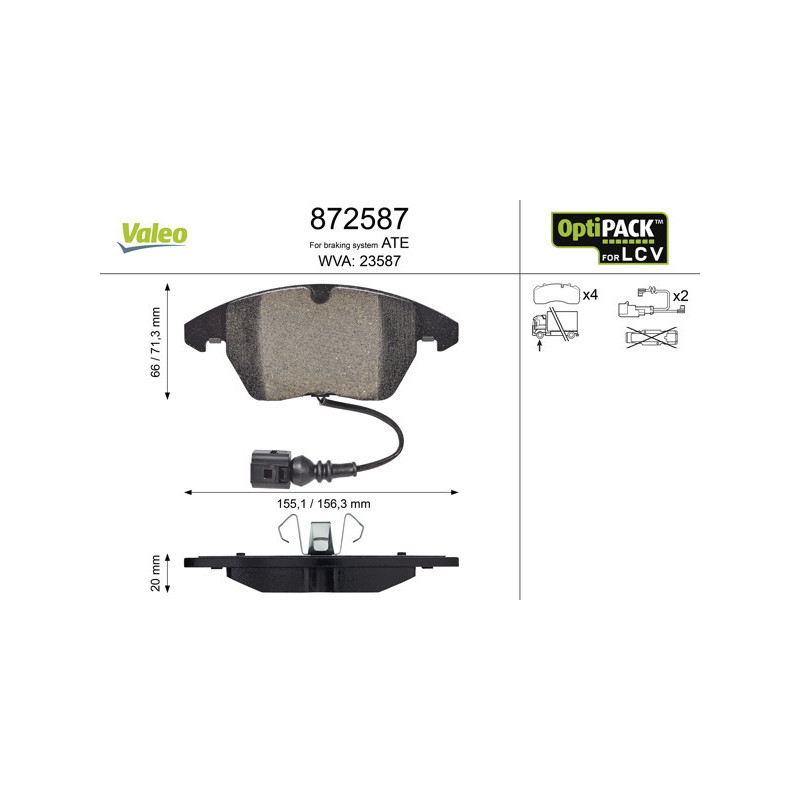 VALEO 872587 Plaquettes de frein Avant pour