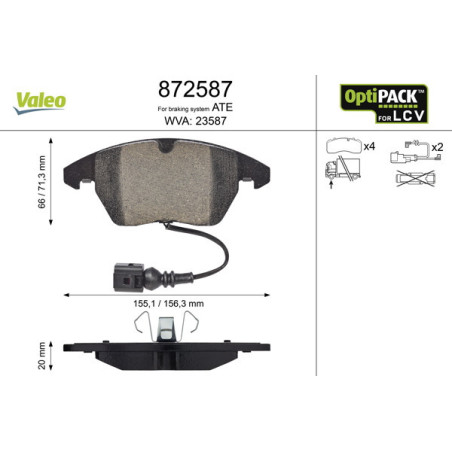 VALEO 872587 Plaquettes de frein Avant pour