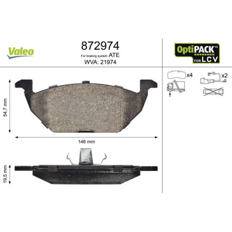 VALEO 872974 Klocki hamulcowe Przód dla