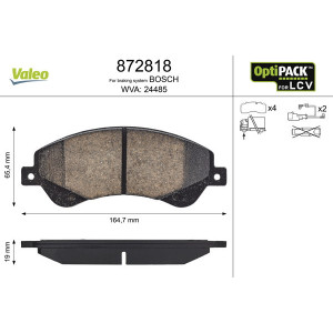 VALEO 872818 Brzdové platničky Predné pre