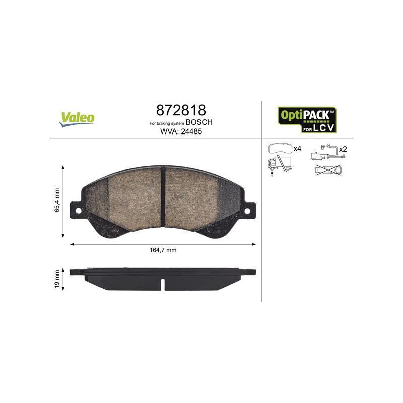VALEO 872818 Pastillas de freno Delantero para