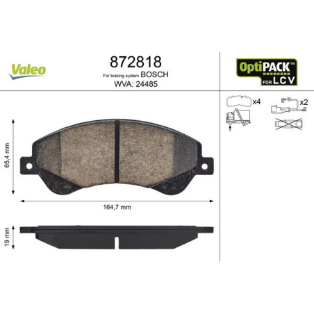 VALEO 872818 Brzdové destičky Přední pro