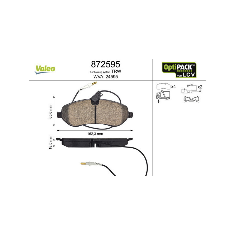 VALEO 872595 Plaquettes de frein Avant pour
