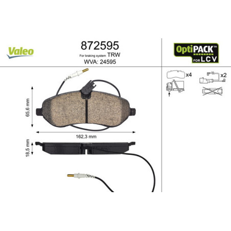 VALEO 872595 Brzdové platničky Predné pre