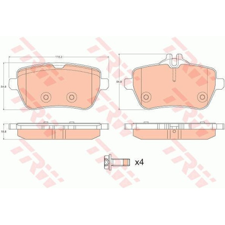 Plaquettes de frein Arrière pour Mercedes Classe S W222 A217 C217 SL R231 TRW GDB2014