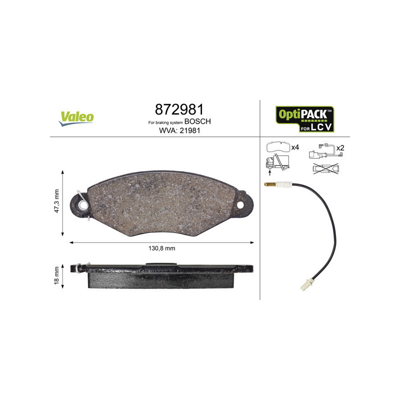VALEO 872981 Bremsbeläge Vorne für