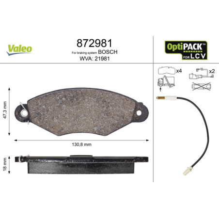 VALEO 872981 Plaquettes de frein Avant pour