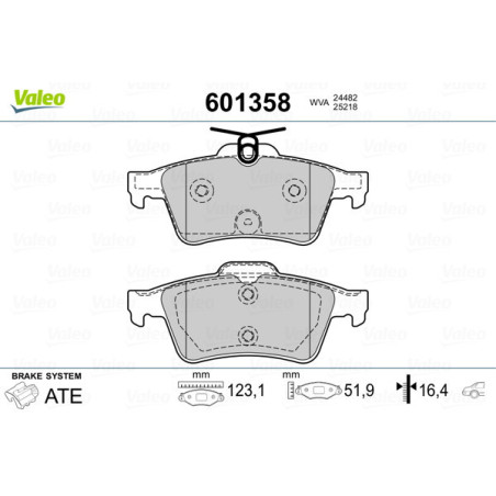 VALEO 601358 Pastiglie freno Posteriore per