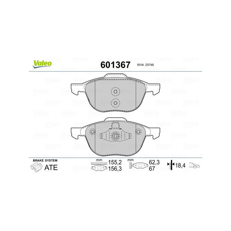 VALEO 601367 Pastiglie freno Anteriore per