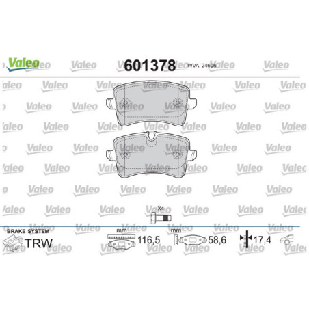VALEO 601378 Brzdové platničky Zadné pre