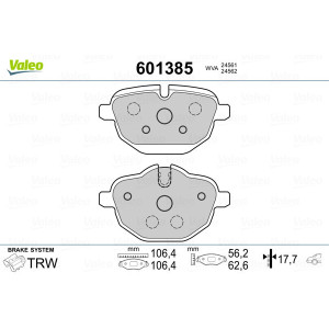 VALEO 601385 Brzdové platničky Zadné pre