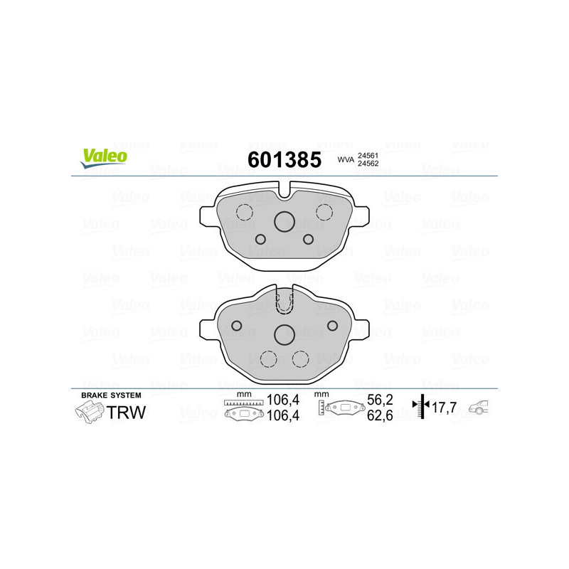 VALEO 601385 Bremsbeläge Hinten für