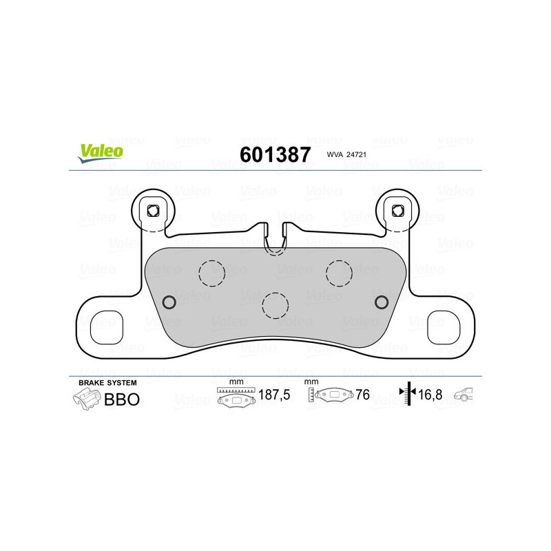 VALEO 601387 Plaquettes de frein Arrière pour