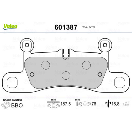 VALEO 601387 Plaquettes de frein Arrière pour