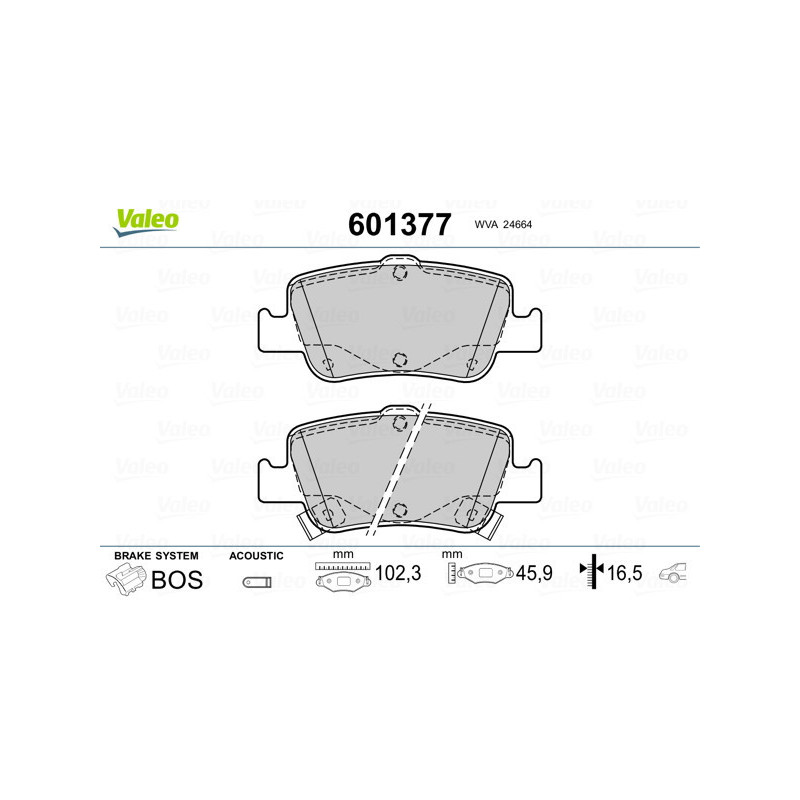VALEO 601377 Brzdové platničky Zadné pre