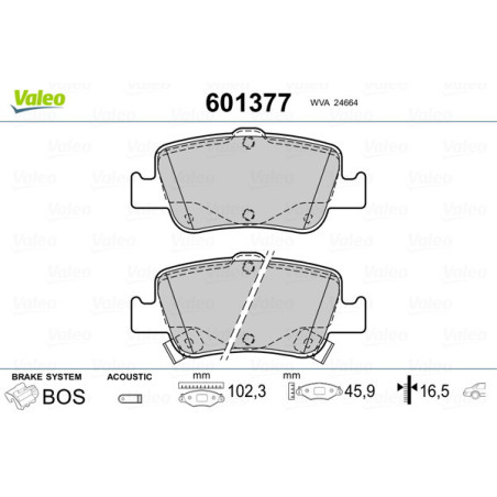 VALEO 601377 Plaquettes de frein Arrière pour