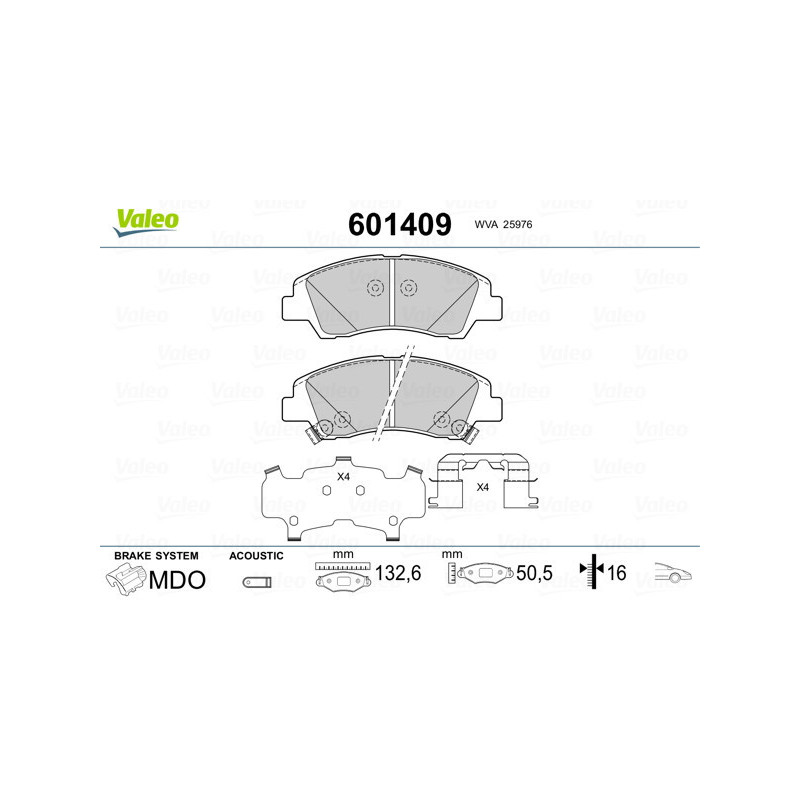 VALEO 601409 Plaquettes de frein Avant pour